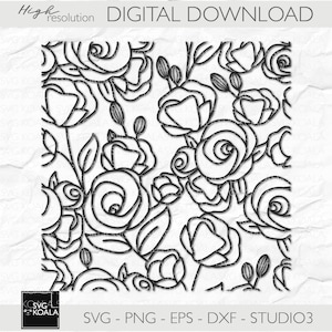 Seamless Rose Pattern 2 SVG| Floral Pattern SVG | Seamless Background SVG | Floral Designs Svg Bundle | Background Png | Laser Cut Pattern
