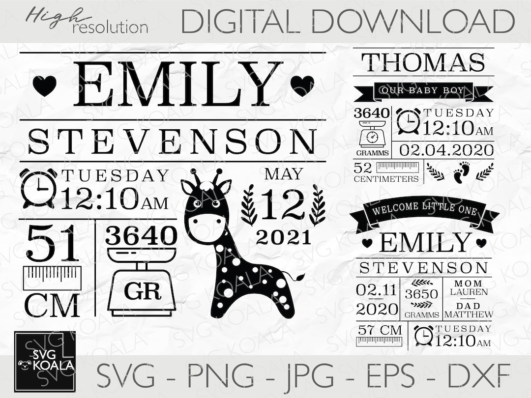 Metric Baby Stats Bundle SVG Baby Birth Announcement - Etsy Australia
