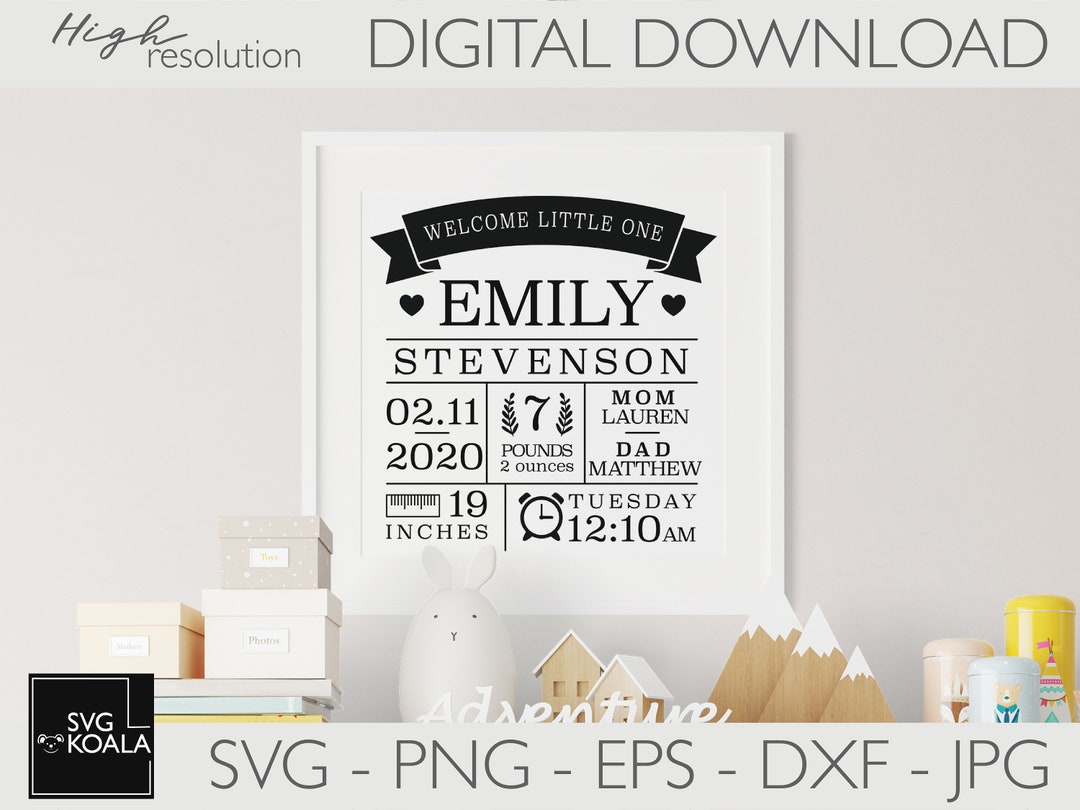 Baby Stats SVG | Baby Birth Announcement Template Svg | Baby Shower Svg ...