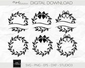 Christmas Wreath SVG | Monogram Wreath | Split Wreath SVG | Christmas Ornament |  Laurel Svg | Xmas Wreath PNG | Christmas Clipart Family