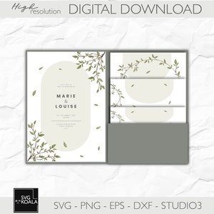 5 by 7 Wedding Invitation Template | Wedding Invitation SVG | Folding Wedding Invitation For Cricut | Simple Pocket Invitation | Lasercut