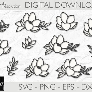 Flower SVG | Floral SVG | Flowers Bundle SVG | Cutfiles for Cricut & Silhouette | Flower Cut File | Eps-Dxf- Svg-Png | Floral Designs Bundle