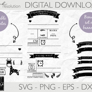 Metric Baby Stats Bundle SVG Baby Geburtsankündigung Vorlage Babyparty Geburts-Statistiken svg Baby Andenken Plotterdatei Geburt Bild 3