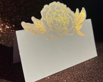 Place Card Template| Foil Quill Place Card | | Peonies Place Card SVG | Botanical Place Card | Laser Cut | Table Card | Wedding Table Decor