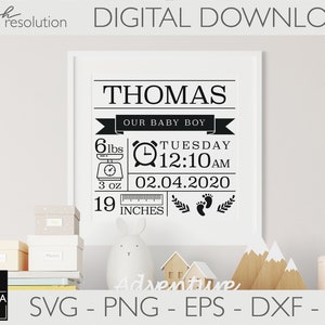 Baby Stats SVG | Baby Birth Announcement Template Svg | Baby Shower Svg | Birth Stats Svg | Baby Keepsake Template | Baby Stats Svg