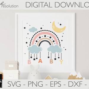 Boho Rainbow SVG | Baby Shower SVG | Nursery Decor SVG | Rainbow Svg ...