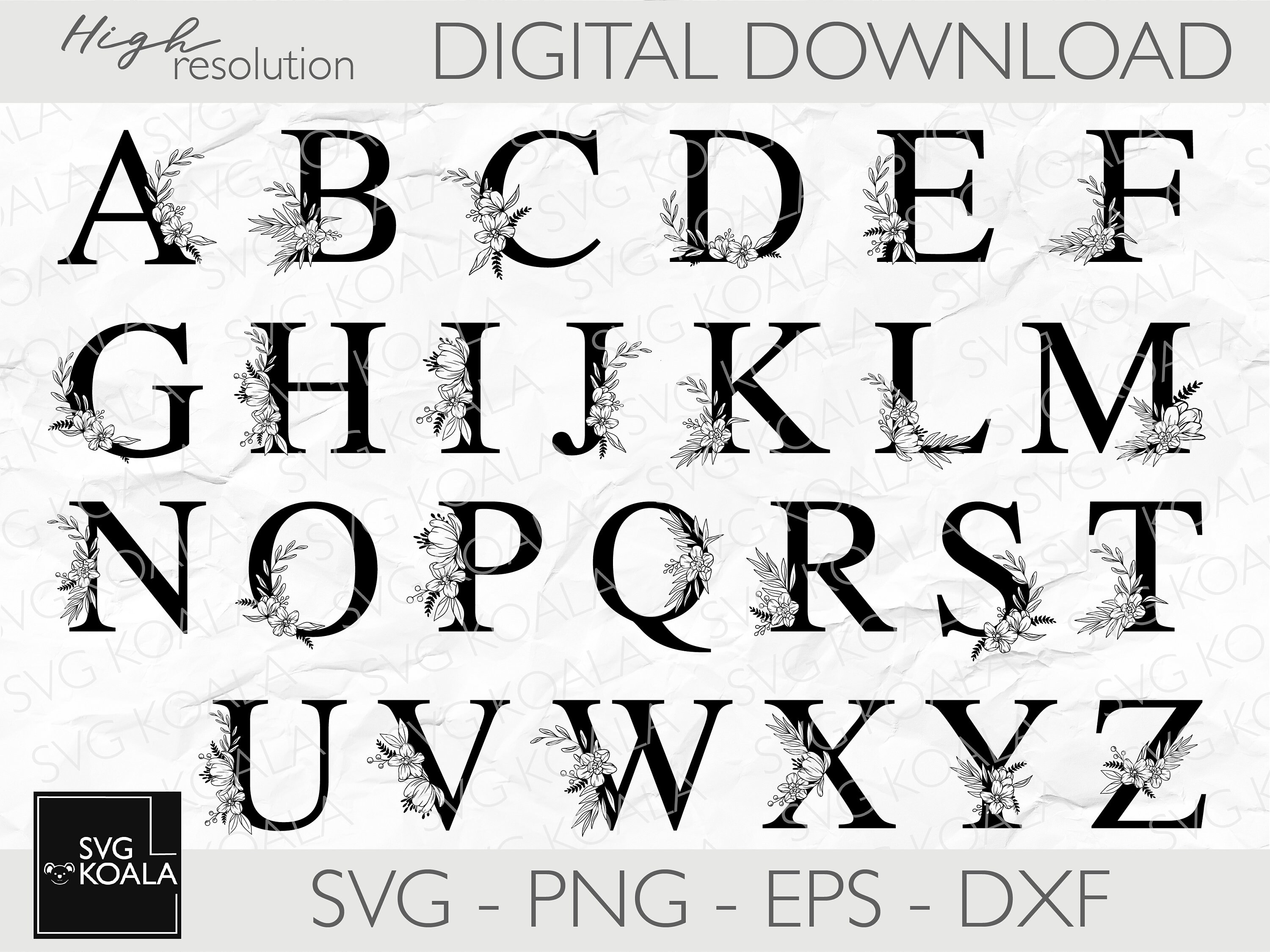 Floral Alphabet SVG | Monogram Letter | Alphabet Clipart | Alphabet PNG ...