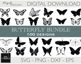 Butterfly SVG Bundle | 100 Designs | SVG Butterflies | Butterfly Clipart | Butterfly PNG | Butterfly Bundle| Butterfly Cut File | Silhouette