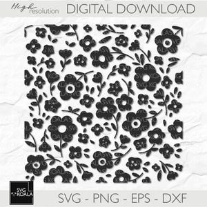Seamless Floral Pattern SVG| Floral Pattern SVG | Seamless Background SVG | Cute Floral Designs Svg Bundle | Background Png | Laser Cut Dxf