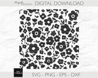 Seamless Floral Pattern SVG| Floral Pattern SVG | Seamless Background SVG | Cute Floral Designs Svg Bundle | Background Png | Laser Cut Dxf