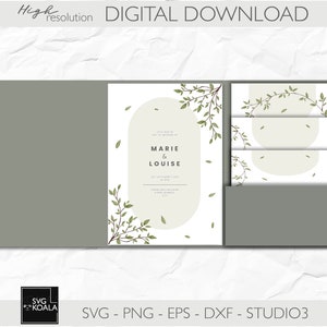 5 by 7 Wedding Invitation Template | Wedding Invitation SVG | Tri Fold Wedding Invitation For Cricut | Simple Pocket Invitation | Lasercut
