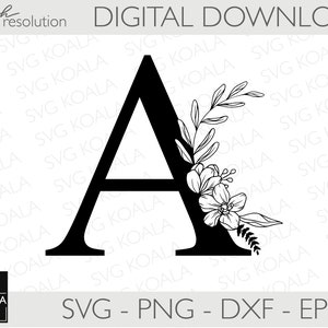 Floral Alphabet SVG | Monogram Letter | Alphabet Clipart | Alphabet PNG | Letter cut Files | A-Z | Botanical Alphabet Cut File | Letters SVG