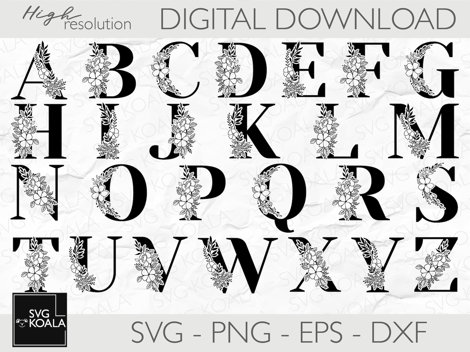 Floral Alphabet SVG | Monogram Letter | Alphabet Clipart | Alphabet PNG ...
