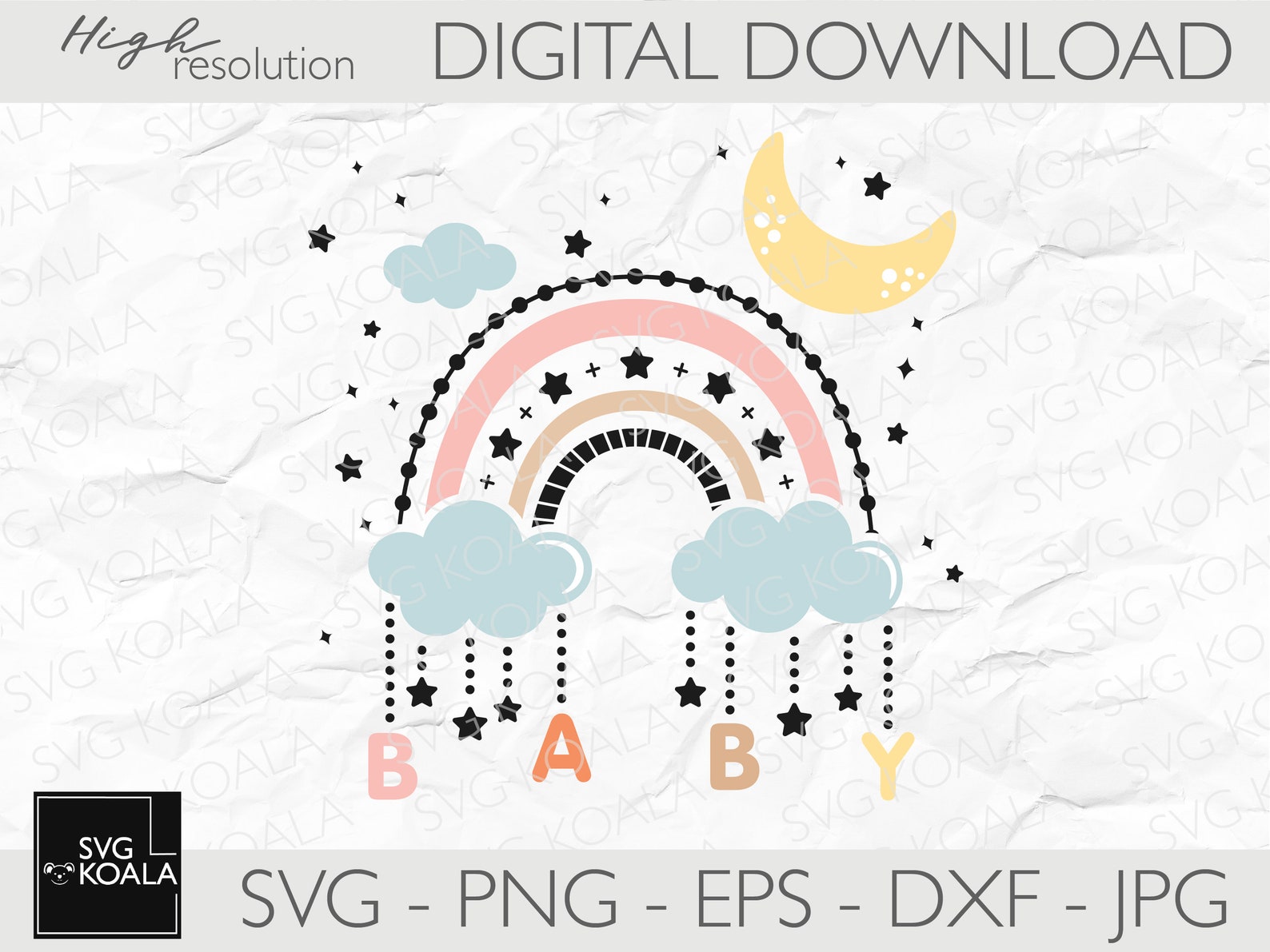 Boho Rainbow SVG | Baby Shower SVG | Nursery Decor SVG | Rainbow Svg ...