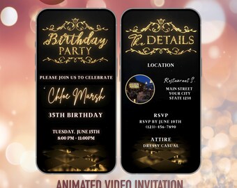 Animated Birthday Party Invitation: Editable Mobile Electronic Invite (Digital Download)