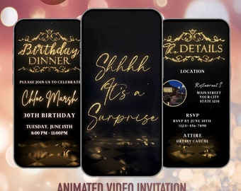 Surprise Birthday Dinner Animated Invitation: Editable Template
