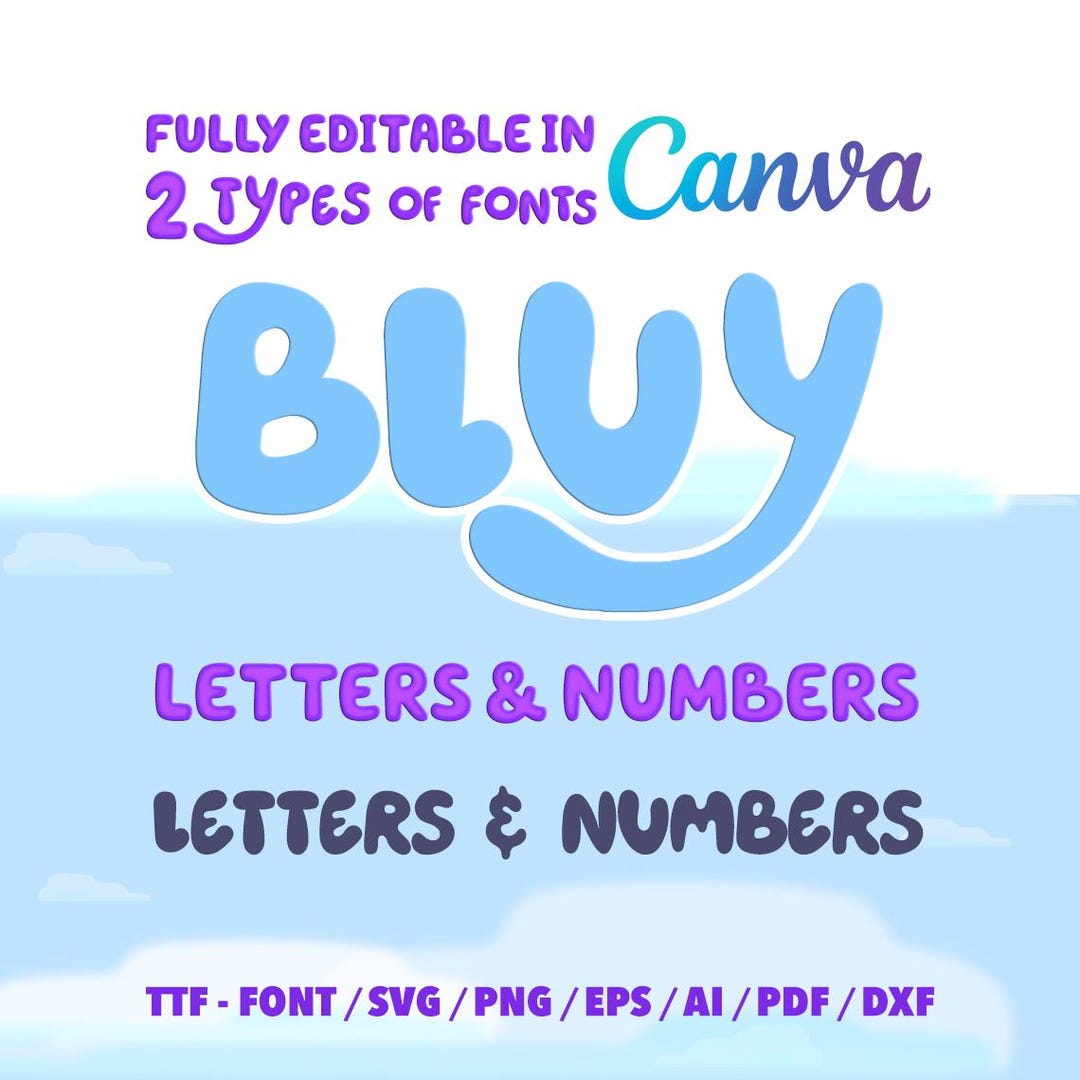 Blue Fonts, Blue SVG, Kids Font, Digital Font Download, Canva Logo, Name Blue Party Font, 