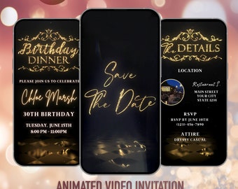 Zwart-gouden save-the-dateverjaardagsuitnodiging (digitale download)