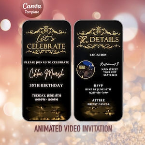 Let&#39;s Celebrate Birthday Invitation, Birthday Party Invitation, Digital Birthday, Adult Birthday, Mobile Invite, Editable Template