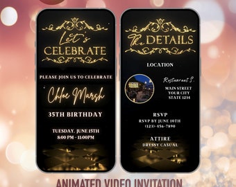 Editable Adult Birthday Invitation: Mobile Invite Template (Digital Download)