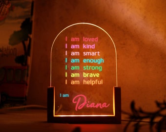 Positive Affirmations Night Light for Kids - Kids Mindfulness - Personalized Affirmations - Gift for Kids - Kids Decor - Gift for Her / Him