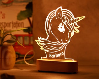 Unicorn Baby Night Light for Girls - Personalized Kids Room Decor - Toddler Girl Gift - Custom Bedroom Nightlight - Nephew Gift Idea Kids