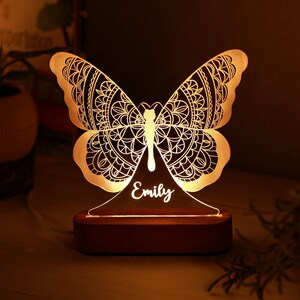 Custom Butterfly Night Light for Kids&#39; Room Decor - Baby Shower or Newborn Gift for Girls - Gift for Kids - Nursery Decor - Birthday Gifts