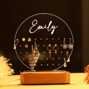 Personalized Earring Holder Jewelry Display - Valentines Day Gift for Girlfriend - Earring Stand - Jewelry Organizer - Acrylic Stand