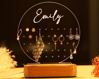 Personalized Earring Holder Jewelry Display - Valentines Day Gift for Girlfriend - Earring Stand - Jewelry Organizer - Acrylic Stand