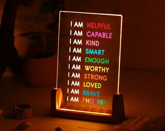 Personalized Affirmations Night Light for Kids - Kids Birthday Gift - Nursery Decor - Gift for Kids - Kids Room Decor - First Birthday Gifts