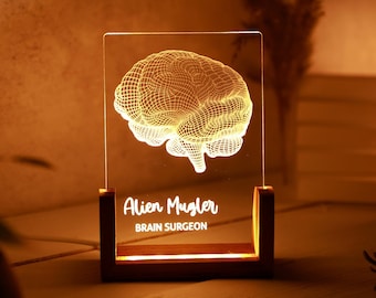 Cadeau de remise des diplômes pour étudiant en psychologie - art de la neurologie - panneau lumineux LED - lampe cerveau anatomique - cadeau parfait pour étudiant - lampe LED cerveau