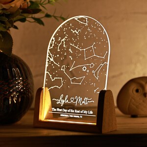 Personalized Star Map by Date, Custom Night Sky Light, Wedding Anniversary Star Map Gift for Couple, Engagement Gift for Friends, Birthday