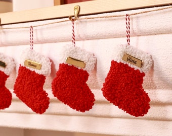 Christmas Punch Needle Ornaments - Christmas Tree Ornaments - Christmas Gift - Personalization Ornament - Christmas Decor - Handmade Gifts