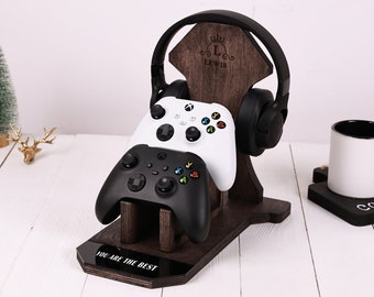 Soporte de madera personalizado para mando - Regalo para hombre - Soporte para auriculares - Regalo de aniversario para marido - Regalo de cumpleaños para novio - Regalo de hermana para hermano