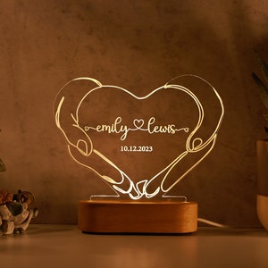 Personalisiertes Nachtlicht für Paare, Romantische Paar Geschenke, personalisiertes Valentinstag Geschenk, personalisierte Namen & Datum, Jubiläumsgeschenke Bild 5