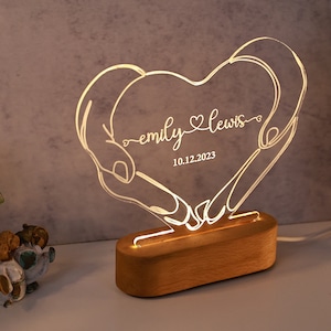 Personalisiertes Nachtlicht für Paare, Romantische Paar Geschenke, personalisiertes Valentinstag Geschenk, personalisierte Namen & Datum, Jubiläumsgeschenke Bild 8