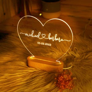 Wedding Personalized Night Light for Newlywed - Wedding Gift Idea - Engagement Gifts - Boyfriend Gifts - Gift for Girlfriend - Gift for Wife