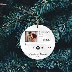 Custom Song Ornament with Photo - First Christmas - Gift for Couple - Christmas Decor - Photo Ornament - Music Lover Gift - Christmas Decor