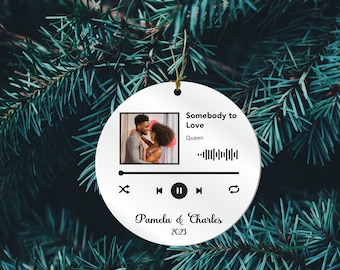 Décoration musicale personnalisée avec photo - Premier Noël - Cadeau pour couple - Décoration de Noël - Décoration photo - Cadeau pour mélomane - Décoration de Noël