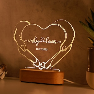 Personalisiertes Nachtlicht für Paare, Romantische Paar Geschenke, personalisiertes Valentinstag Geschenk, personalisierte Namen & Datum, Jubiläumsgeschenke Bild 4
