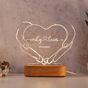 Personalisiertes Nachtlicht für Paare, Romantische Paar Geschenke, personalisiertes Valentinstag Geschenk, personalisierte Namen & Datum, Jubiläumsgeschenke Bild 7