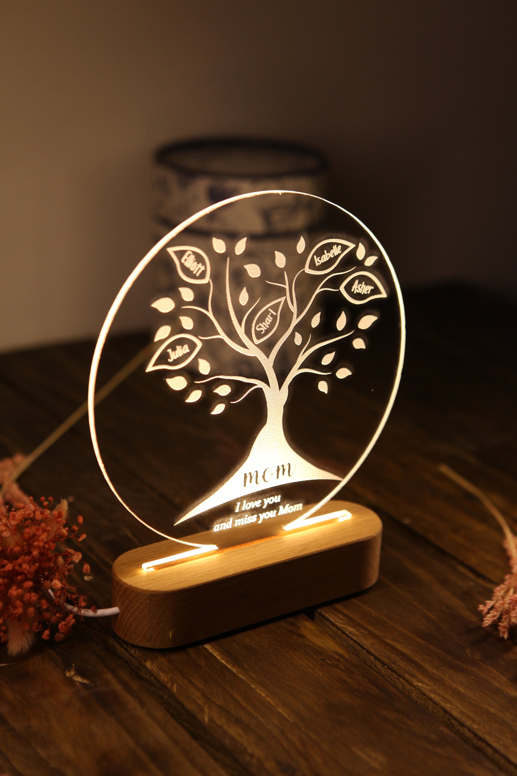 Afterprints Gifts for Mom - Engraved Night Light, Mom Birthday