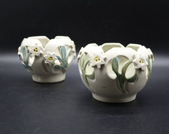 Vintage Ceramic Candle Lantern / Tealight Candle Holder Hand Made by Ingrid Henriksson Sweden.