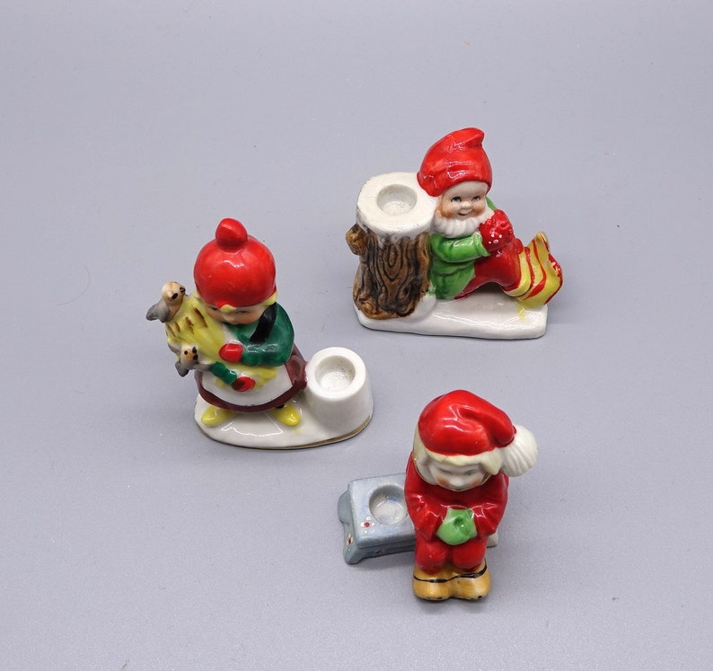 Vintage Christmas Candle Holder / Santa Candle Holder / Christmas