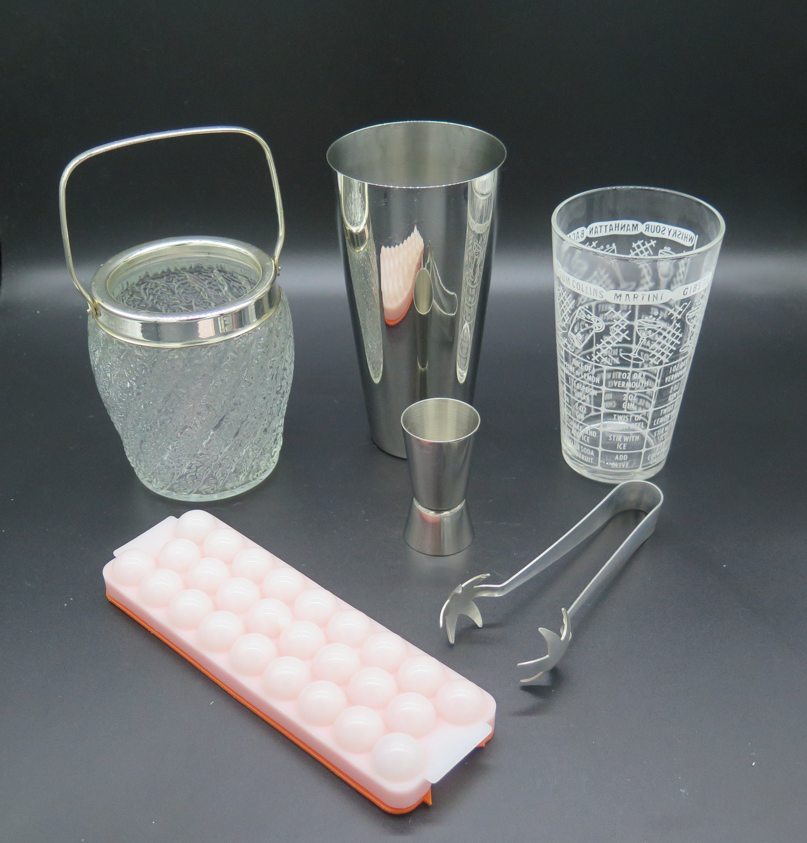 Vtg Mid Century Mix-n-Measure Mixed Drink Measuring Glass Tumbler Shaker Cups  Oz