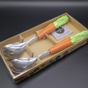 Vintage SagaForm Salad Cutlery Set with Spoon and Fork Made in Stainless Steel by SagaForm in original box 1997 Sweden image 1