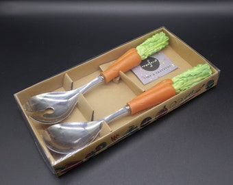 Vintage SagaForm Salad Cutlery Set with Spoon and Fork Made in Stainless Steel by SagaForm in original box 1997 Sweden