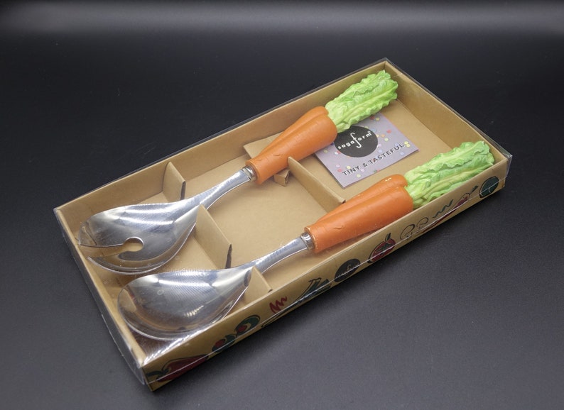 Vintage SagaForm Salad Cutlery Set with Spoon and Fork Made in Stainless Steel by SagaForm in original box 1997 Sweden image 1