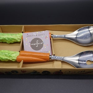 Vintage SagaForm Salad Cutlery Set with Spoon and Fork Made in Stainless Steel by SagaForm in original box 1997 Sweden image 3