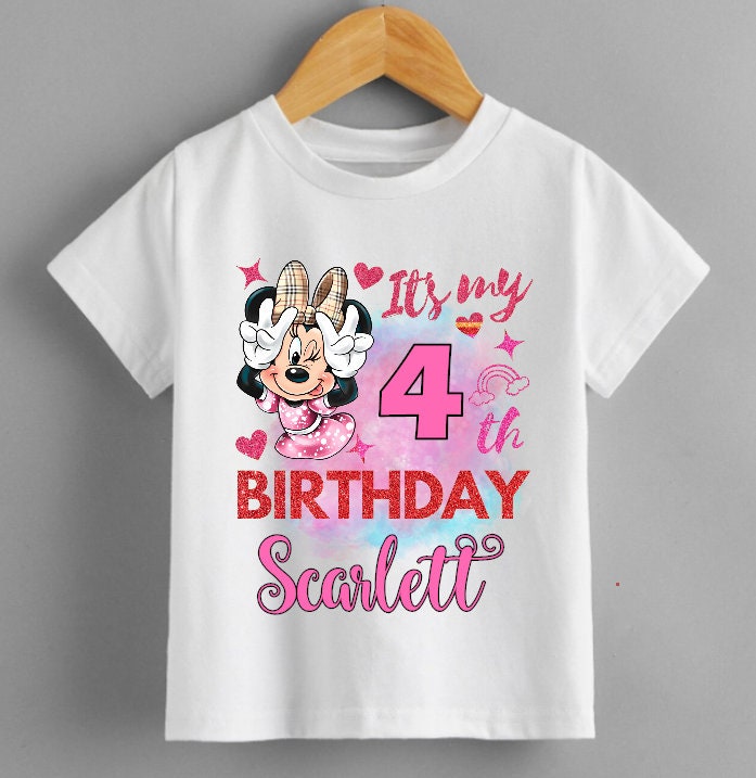 PERSONALISED minnie mouse  birthday t shirt kids  girls  Fun Tee T-Shirt Top birthday t shirt